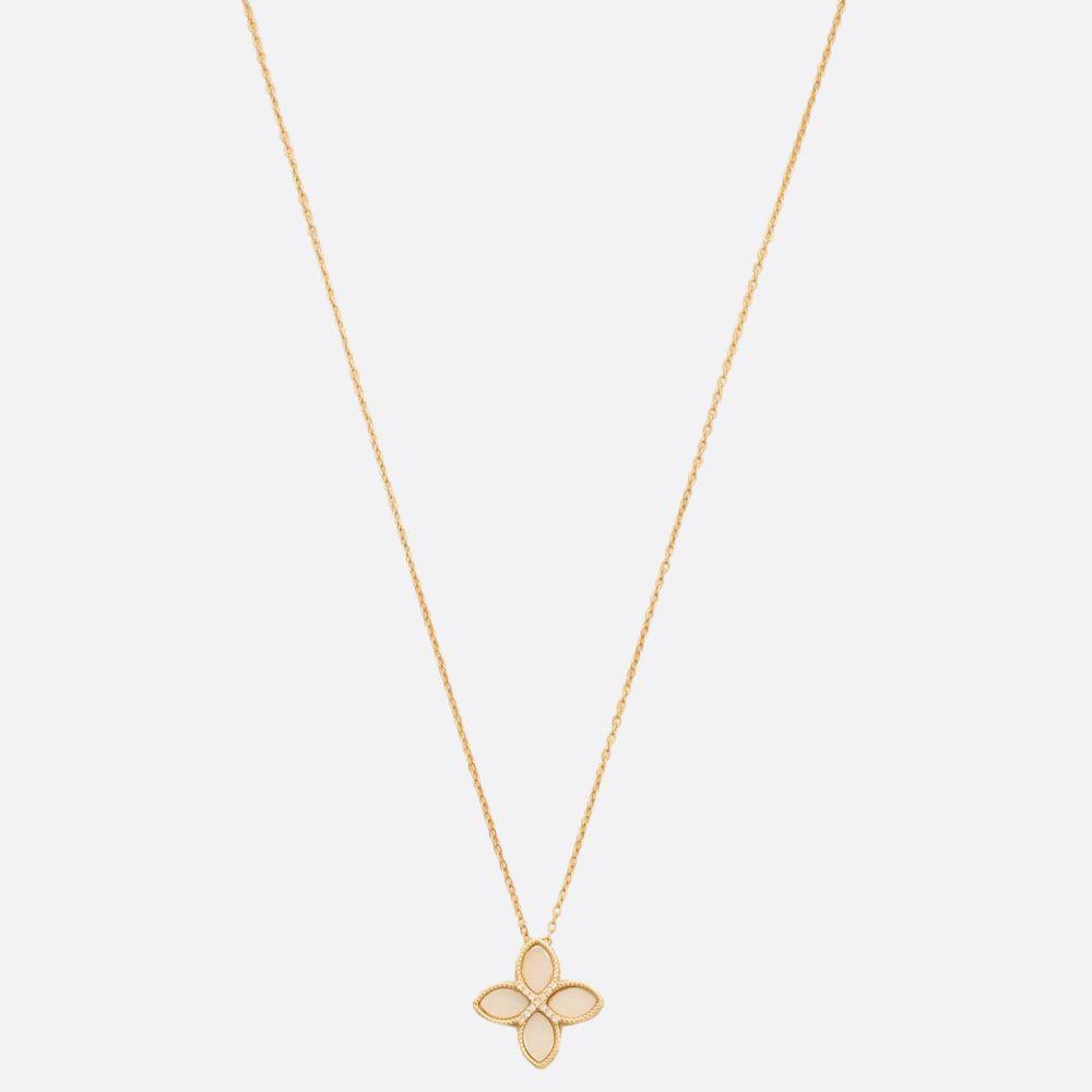 Joia Mother of Pearl Flower Charm Rhinestone Necklace