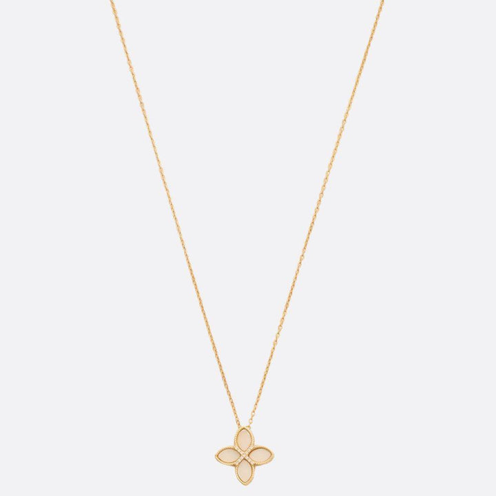 Joia Mother of Pearl Flower Charm Rhinestone Necklace