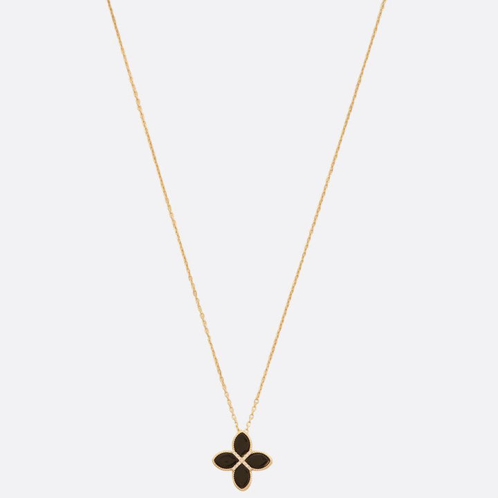Joia Mother of Pearl Flower Charm Rhinestone Necklace