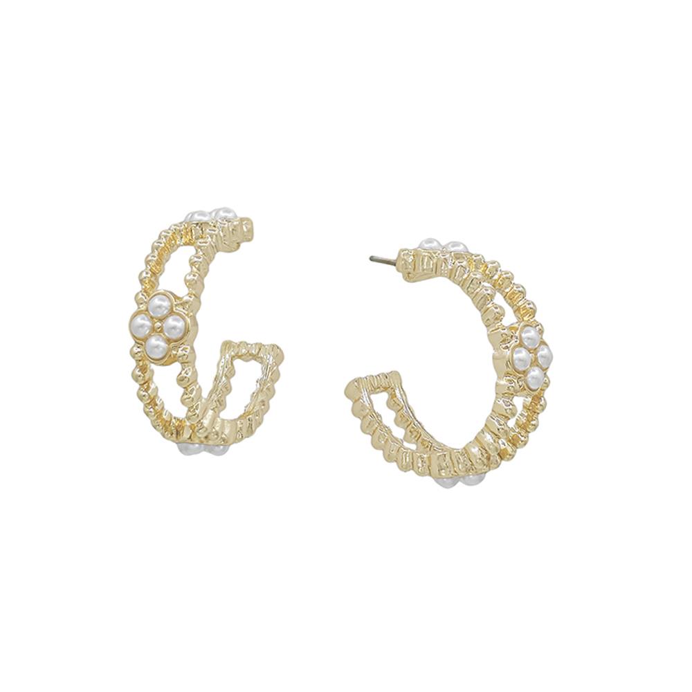 Joia 1" Dot Shaped Pearl Accented Earrings