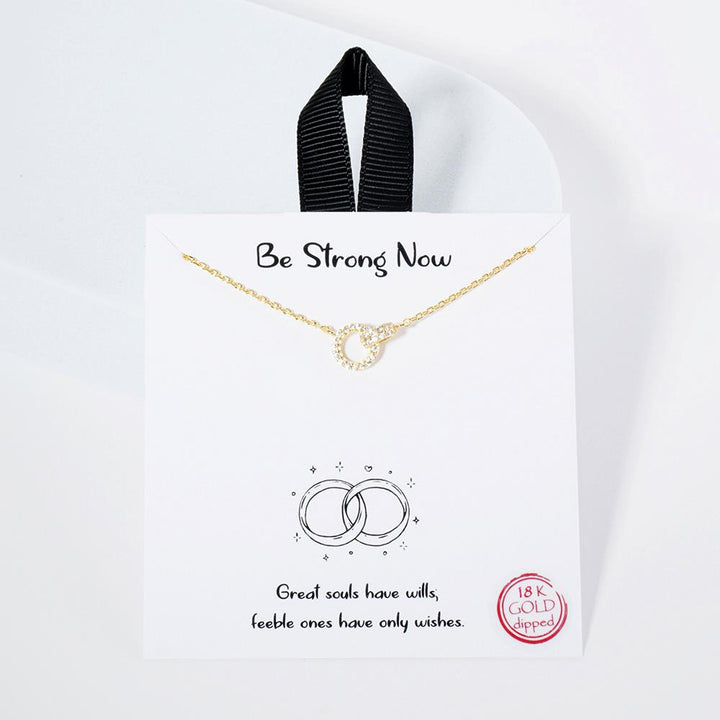 Joia 18K Gold Rhodium Be Strong Now CZ Round Necklace