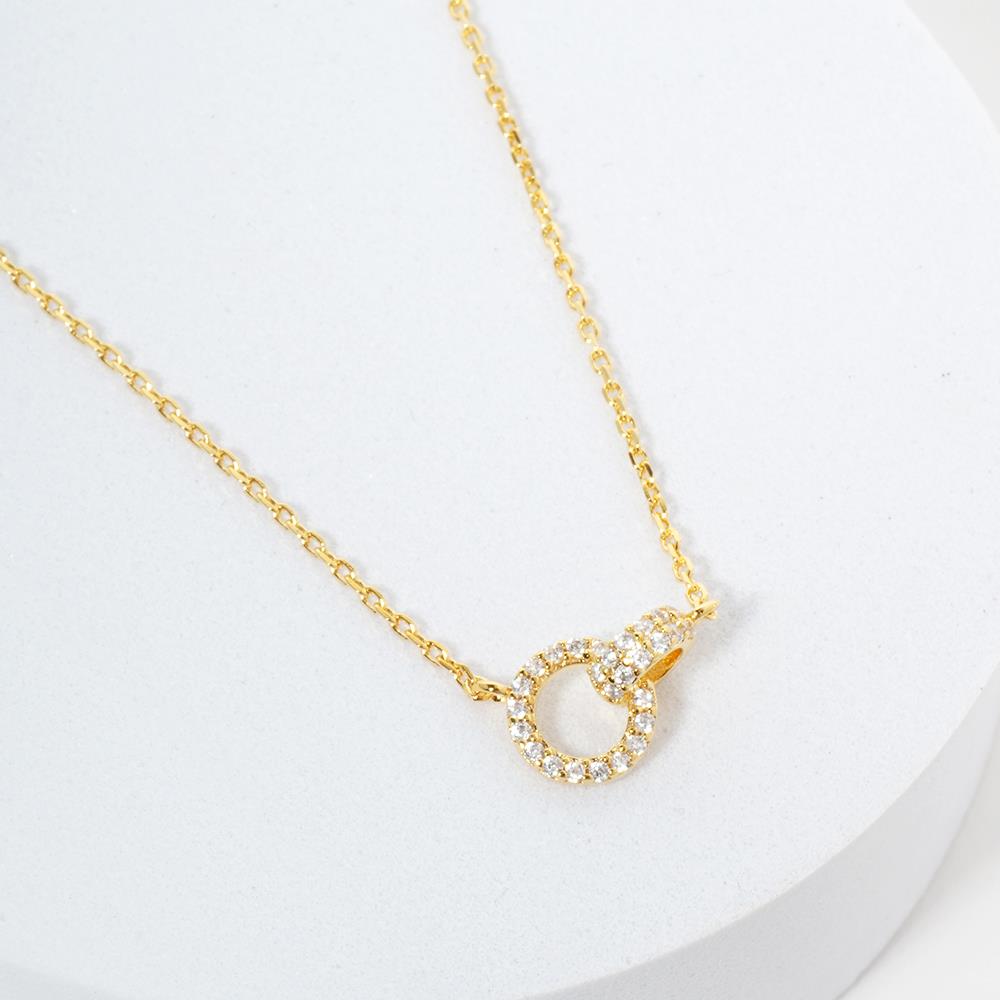 Joia 18K Gold Rhodium Be Strong Now CZ Round Necklace