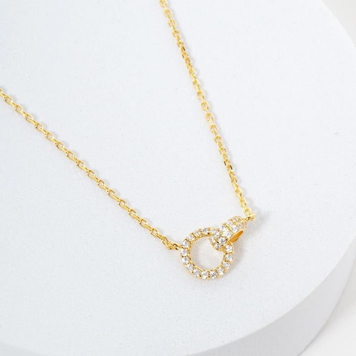 Joia 18K Gold Rhodium Be Strong Now CZ Round Necklace