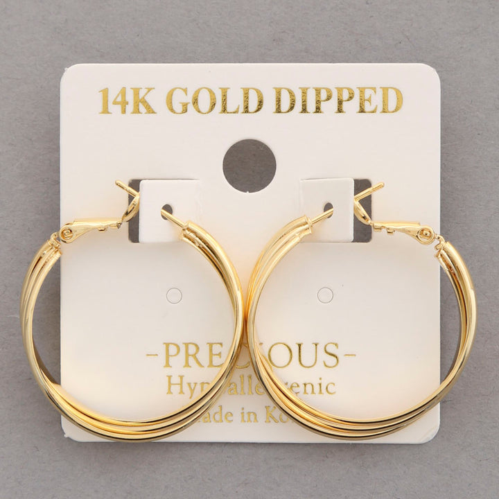 Joia 14k Gold Dipped Triple Hoop Earrings