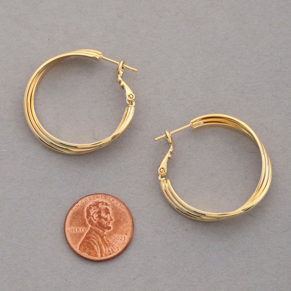 Joia 14k Gold Dipped Triple Hoop Earrings