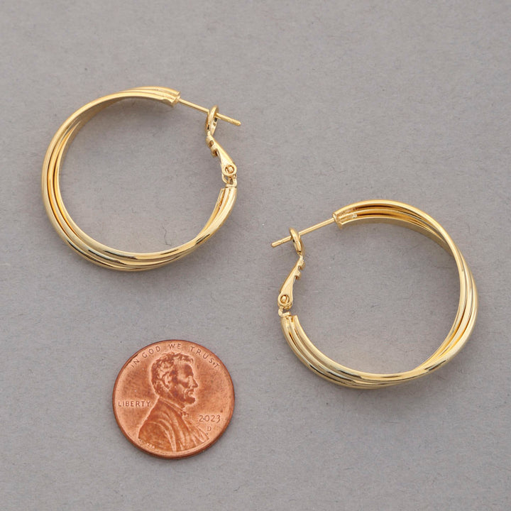 Joia 14k Gold Dipped Triple Hoop Earrings