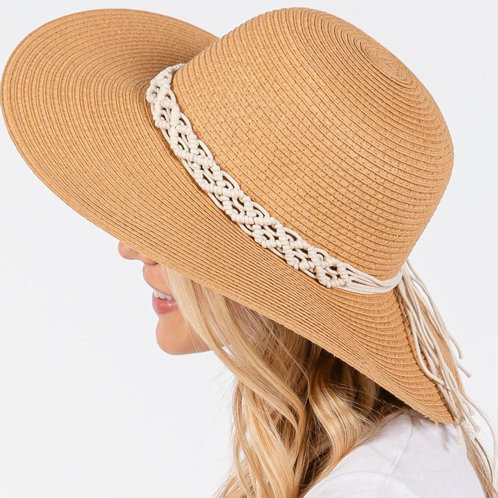 Joia Braided Strap Straw Sun Hat