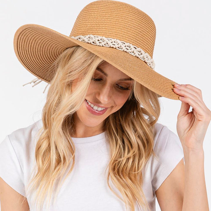 Joia Braided Strap Straw Sun Hat