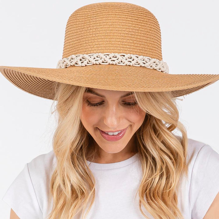 Joia Braided Strap Straw Sun Hat