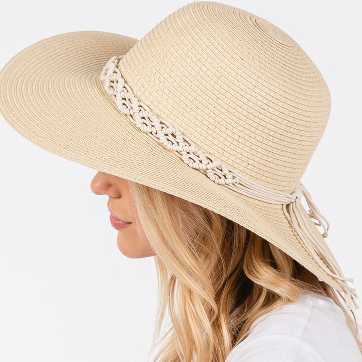 Joia Braided Strap Straw Sun Hat
