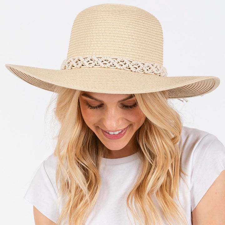 Joia Braided Strap Straw Sun Hat