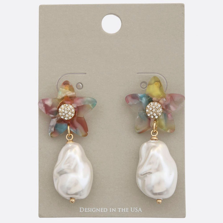 Joia Flower Pearl Dangle Earring