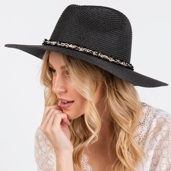 Joia Confetti Braided Chain Band Straw Hat