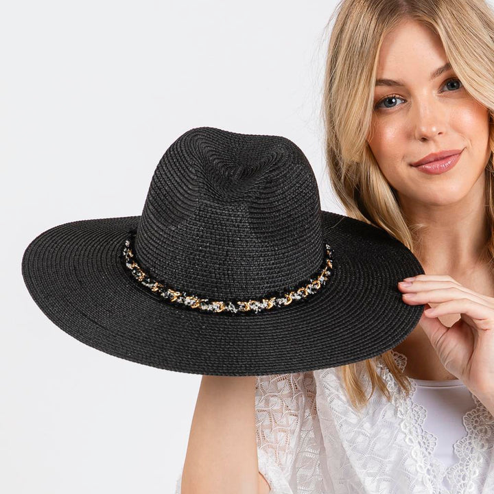 Joia Confetti Braided Chain Band Straw Hat