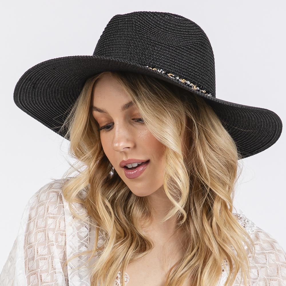 Joia Confetti Braided Chain Band Straw Hat