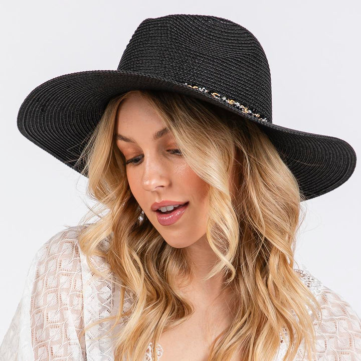 Joia Confetti Braided Chain Band Straw Hat