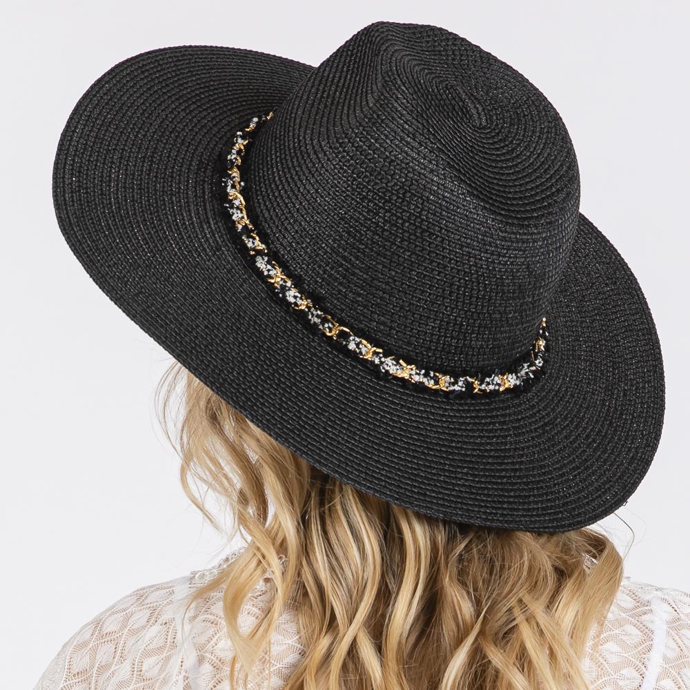 Joia Confetti Braided Chain Band Straw Hat