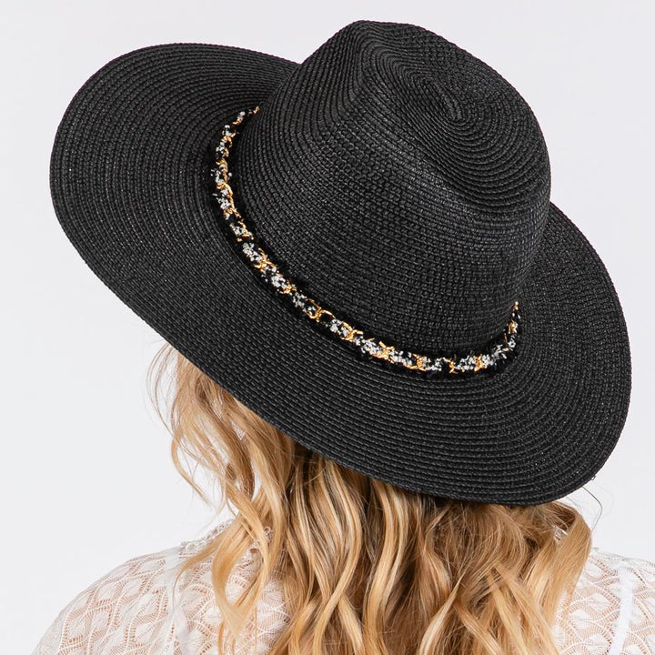 Joia Confetti Braided Chain Band Straw Hat
