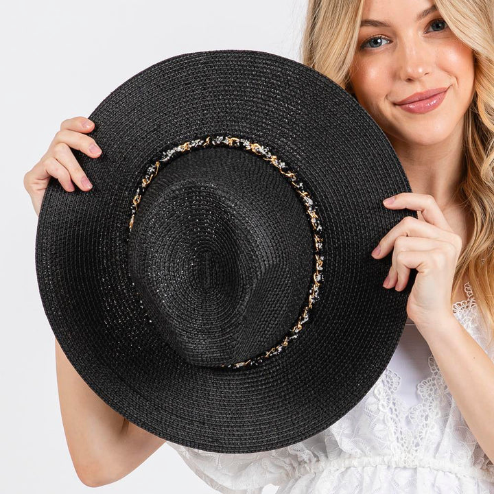 Joia Confetti Braided Chain Band Straw Hat