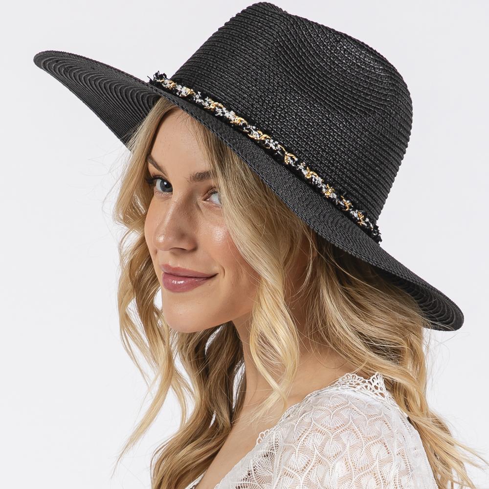Joia Confetti Braided Chain Band Straw Hat
