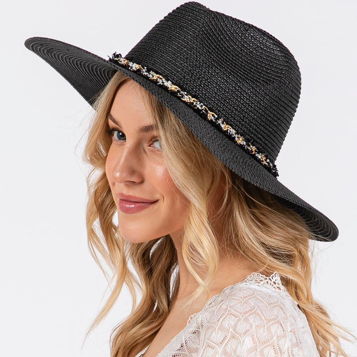 Joia Confetti Braided Chain Band Straw Hat