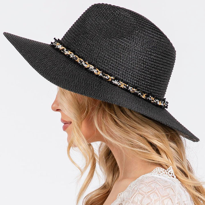 Joia Confetti Braided Chain Band Straw Hat