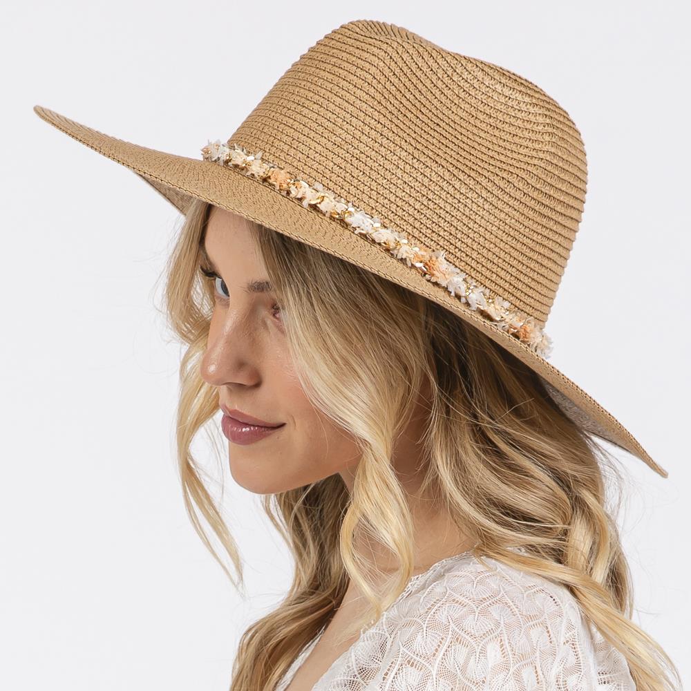 Joia Confetti Braided Chain Band Straw Hat