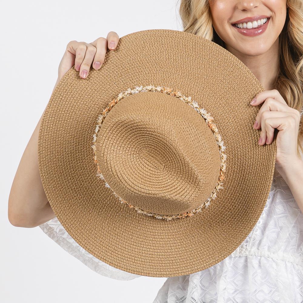 Joia Confetti Braided Chain Band Straw Hat