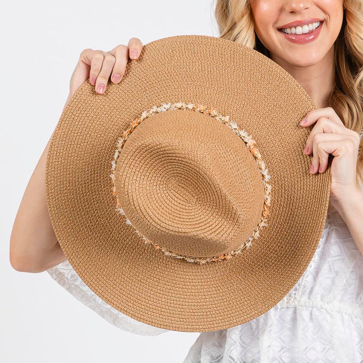 Joia Confetti Braided Chain Band Straw Hat