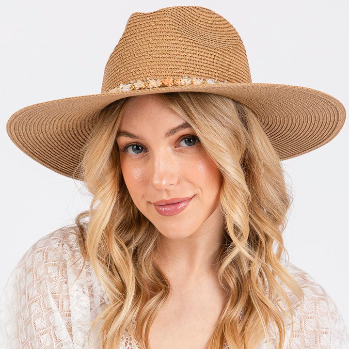 Joia Confetti Braided Chain Band Straw Hat