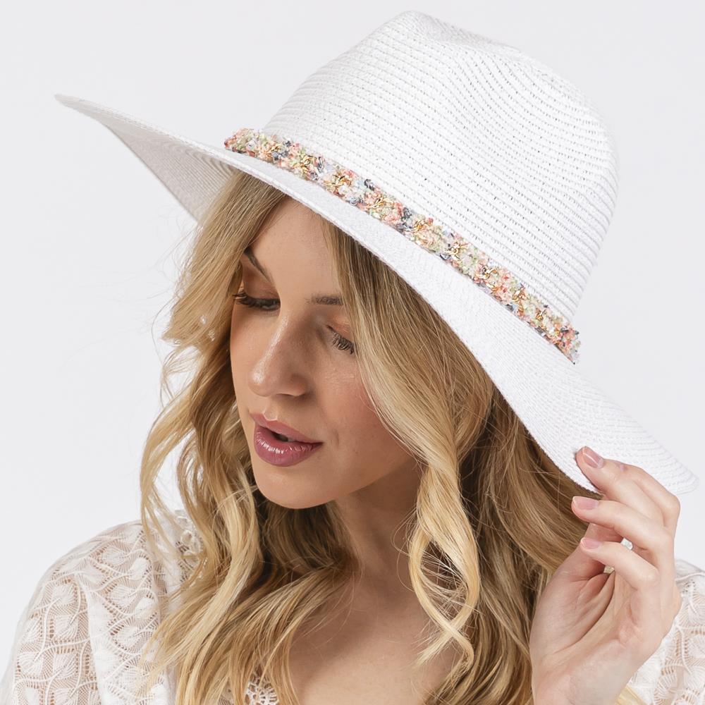 Joia Confetti Braided Chain Band Straw Hat