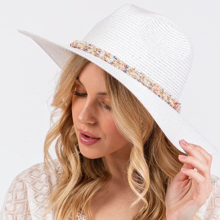 Joia Confetti Braided Chain Band Straw Hat