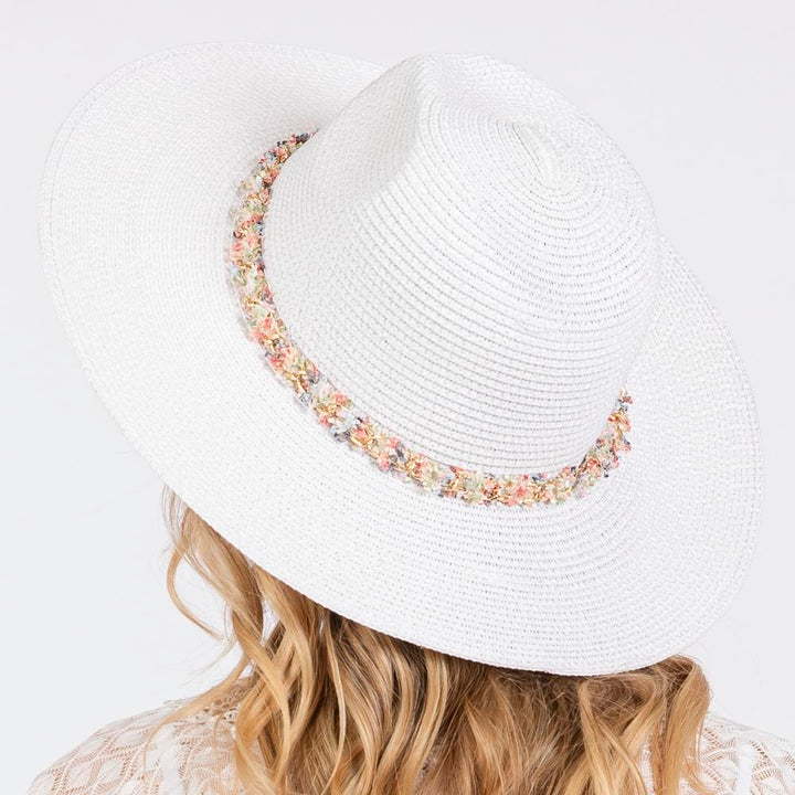 Joia Confetti Braided Chain Band Straw Hat