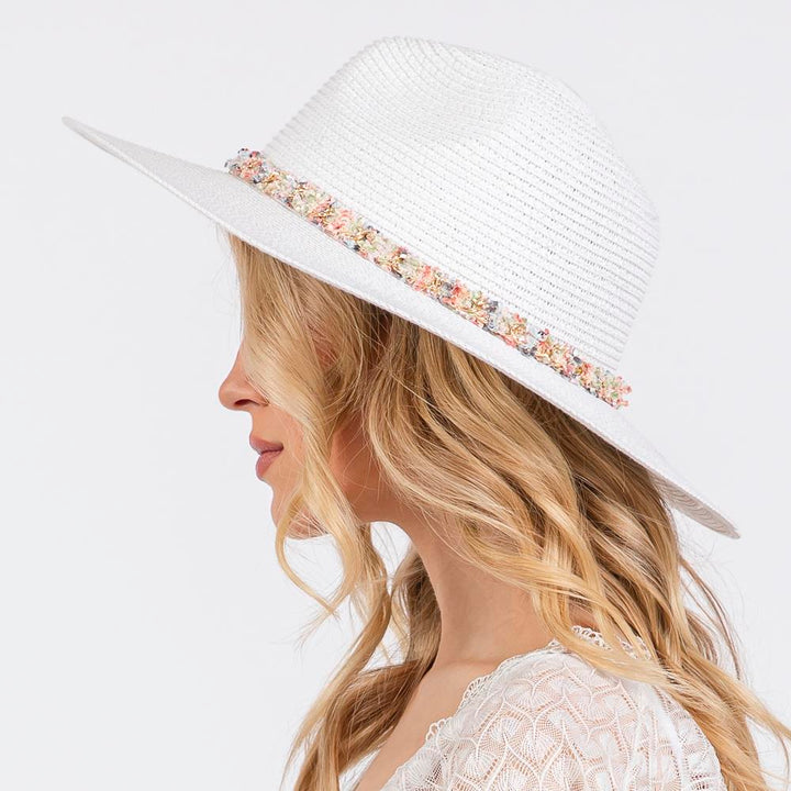 Joia Confetti Braided Chain Band Straw Hat