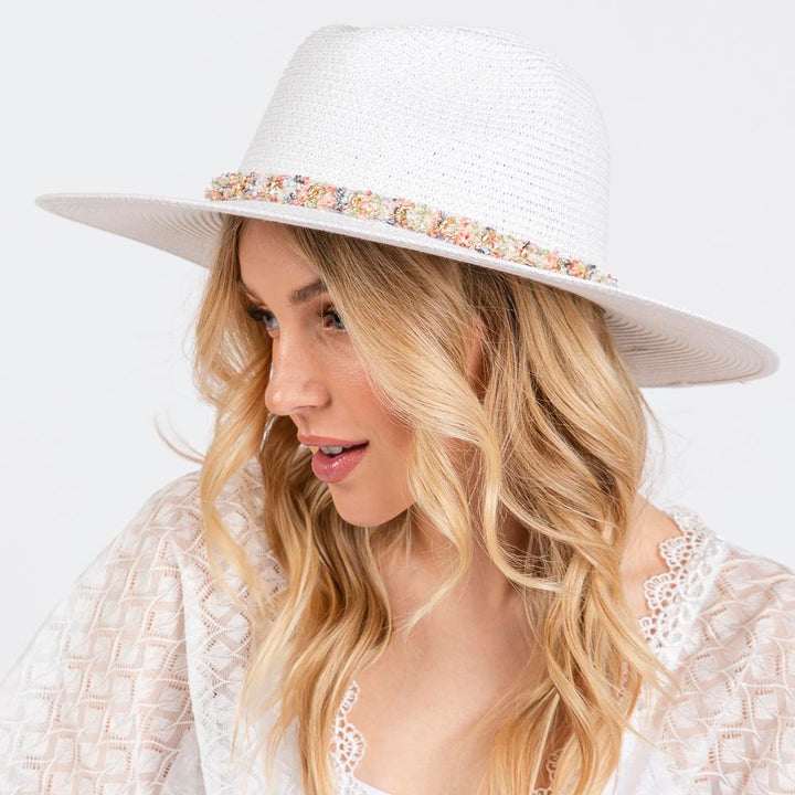 Joia Confetti Braided Chain Band Straw Hat