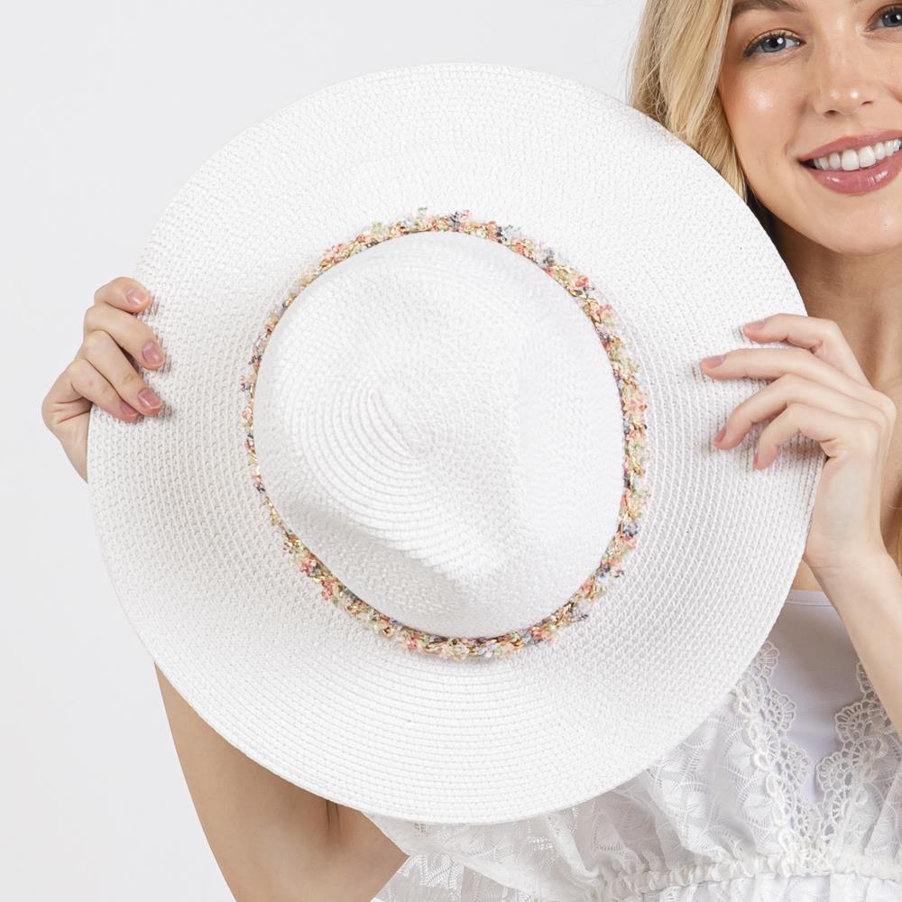 Joia Confetti Braided Chain Band Straw Hat