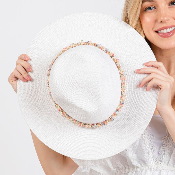 Joia Confetti Braided Chain Band Straw Hat