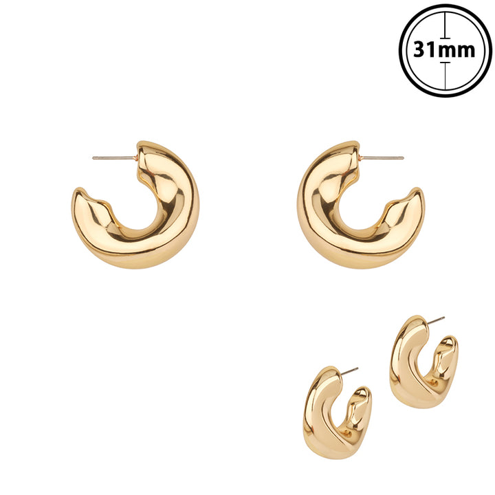 Joia Accessories Puffy Metal Hoop Earrings