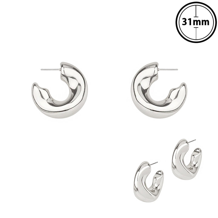 Joia Accessories Puffy Metal Hoop Earrings