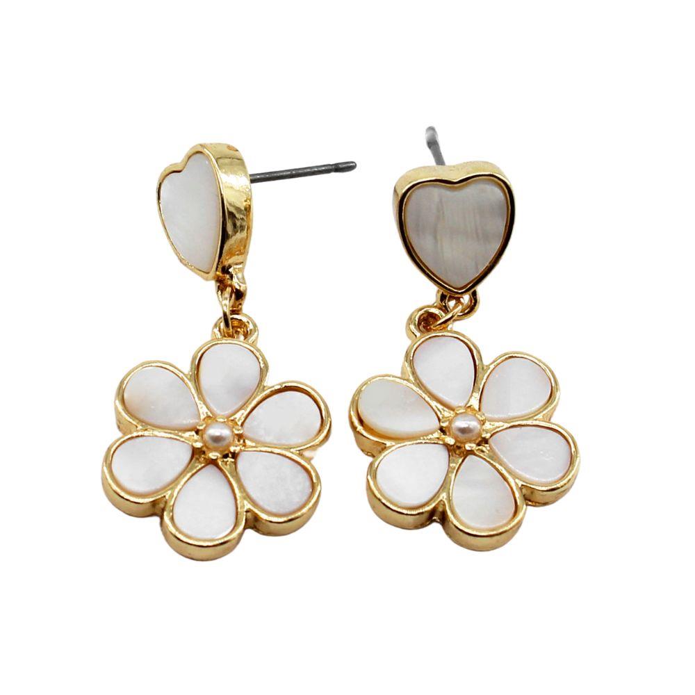Joia Heart Flower Link Dangle Earrings
