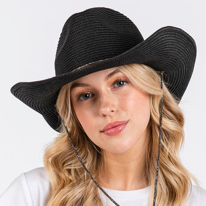 Joia Rhinestone Chin Strap and Band Cowboy Hat