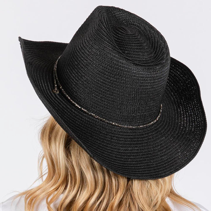 Joia Rhinestone Chin Strap and Band Cowboy Hat