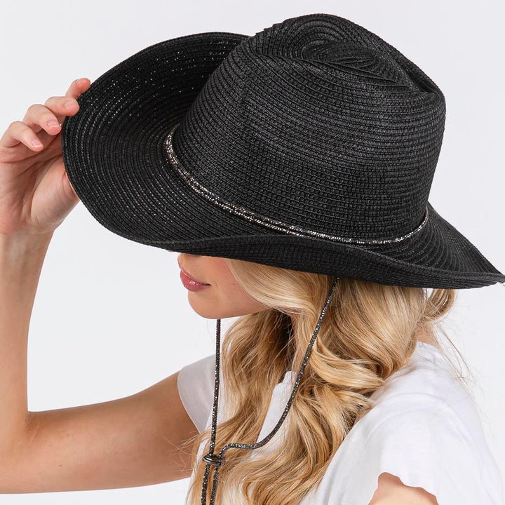 Joia Rhinestone Chin Strap and Band Cowboy Hat