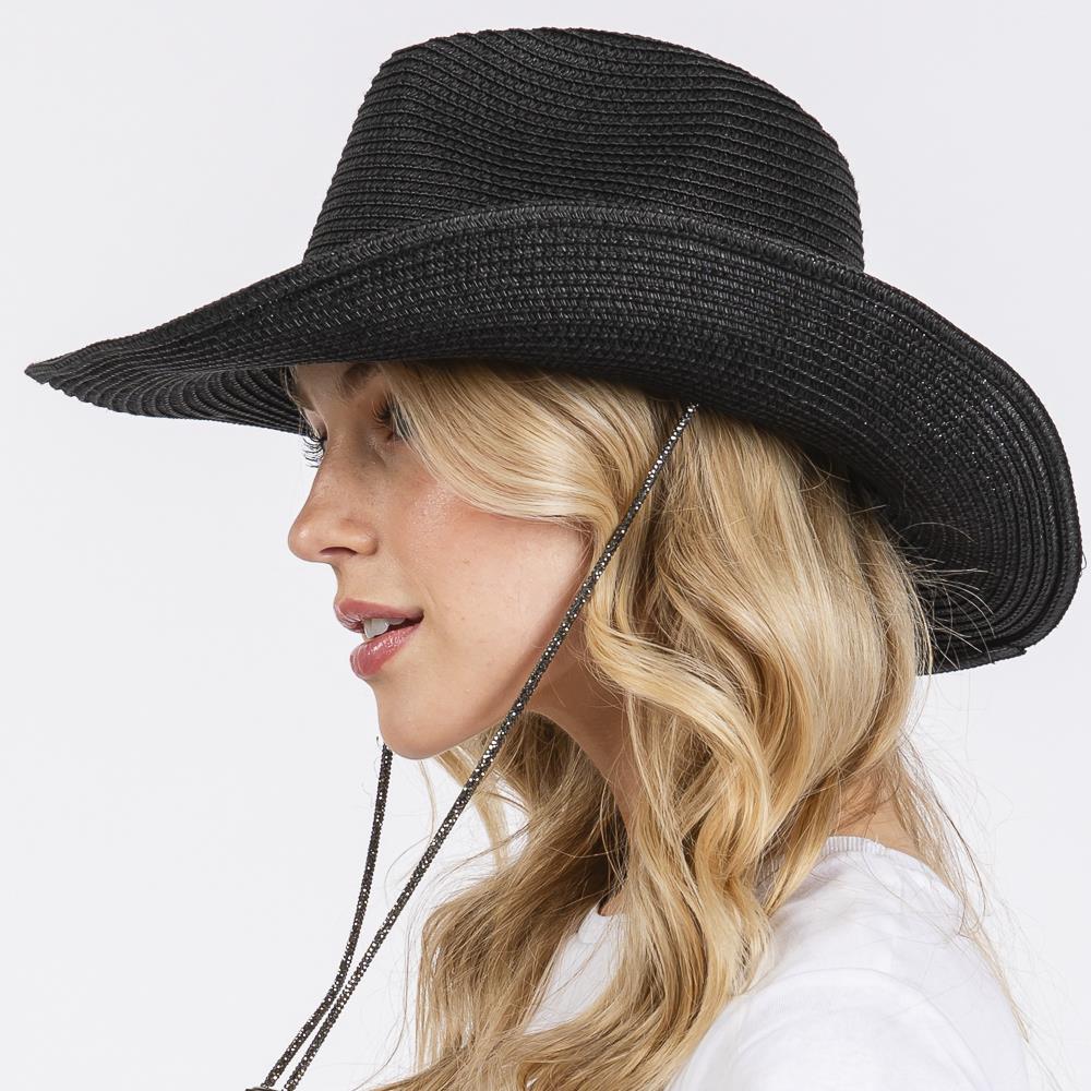 Joia Rhinestone Chin Strap and Band Cowboy Hat
