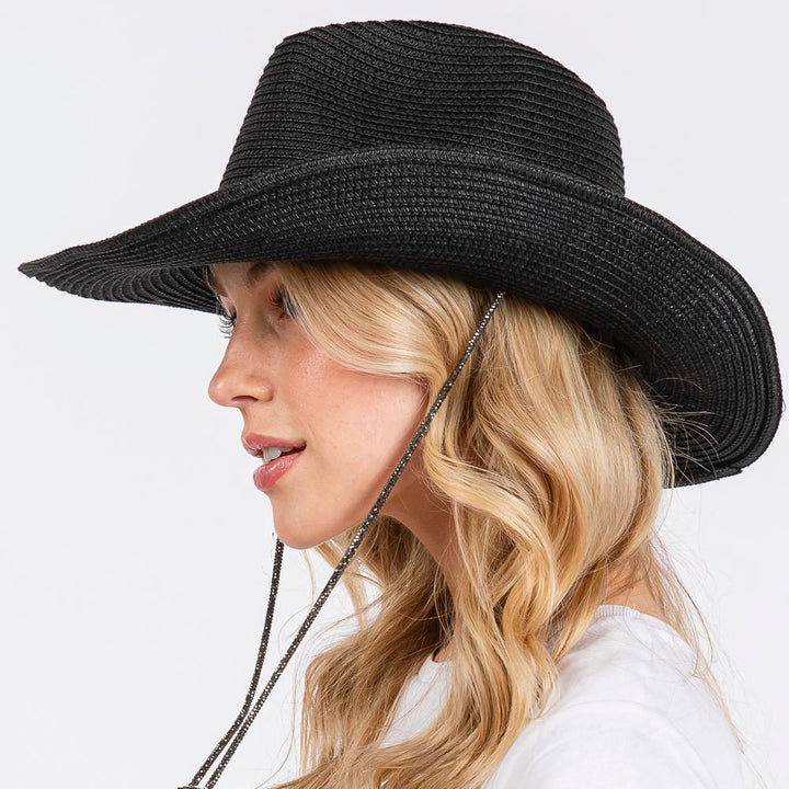 Joia Rhinestone Chin Strap and Band Cowboy Hat
