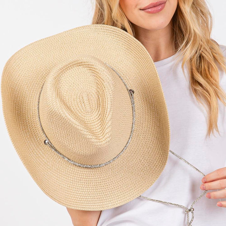 Joia Rhinestone Chin Strap and Band Cowboy Hat