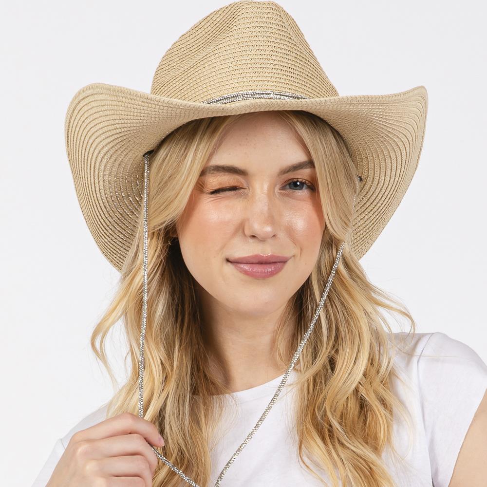 Joia Rhinestone Chin Strap and Band Cowboy Hat