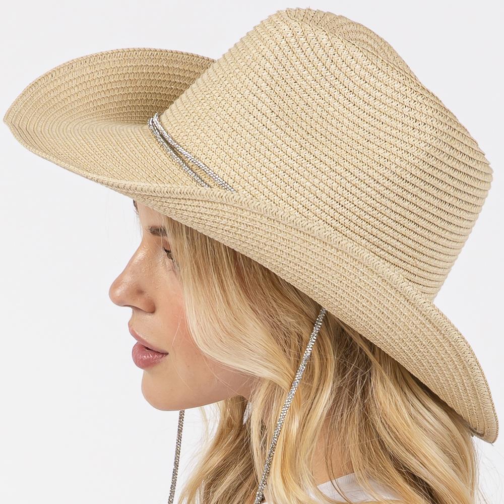 Joia Rhinestone Chin Strap and Band Cowboy Hat
