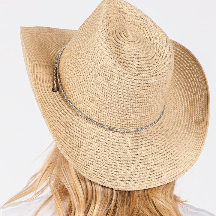 Joia Rhinestone Chin Strap and Band Cowboy Hat