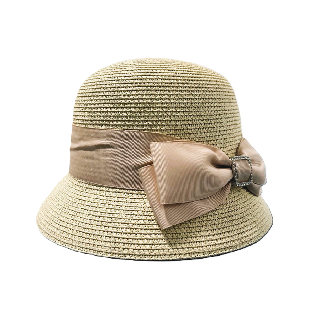 Joia Straw Band Panama Bucket Sun Hat
